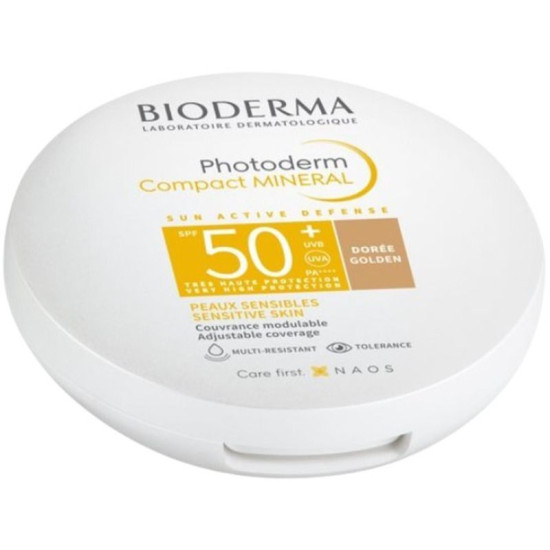 BIODERMA PHOTODERM Compact Mineral SPF50+ Doree Golden слънцезащитна минерална пудра за всеки тип кожа златист цвят 10 г