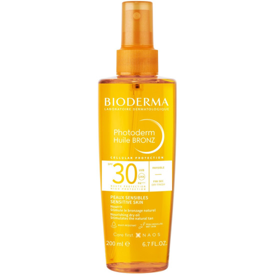 BIODERMA PHOTODERM BRONZ SPF30 Dry Oil слънцезащитно сухо олио за лице и тяло за чувствителна кожа 200 мл
