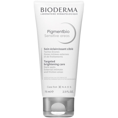 БИОДЕРМА PIGMENTBIO SENSITIVE AREAS TARGETED BRIGHTENING CARE изсветляващ крем за чувствителни зони на лице и тяло 75 мл