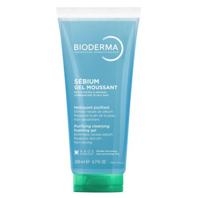 BIODERMA SEBIUM Gel moussant ежедневен измиващ гел за лице за мазна и склонна към акне кожа 200 мл ЕКО-ТУБА