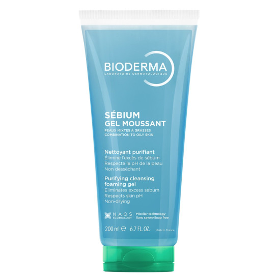 BIODERMA SEBIUM Gel moussant ежедневен измиващ гел за лице за мазна и склонна към акне кожа 200 мл ЕКО-ТУБА