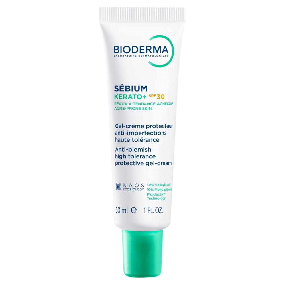 BIODERMA SEBIUM Kerato+ SPF30 защитен гел-крем за лице против белези и несъвършенства за акнеична кожа 30 мл - Грижа за лицето
