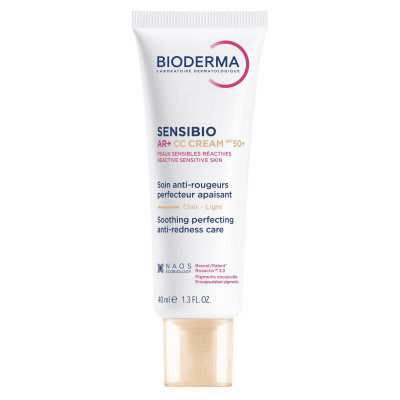 BIODERMA SENSIBIO AR+ CC Cream SPF50+ Light успокояващ тониран крем за лице за чувствителна кожа със зачервяване СВЕТЪЛ 40 мл