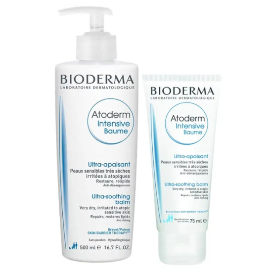 BIODERMA ATODERM ПРОМО КОМПЛЕКТ Intensive Baume балсам за лице и тяло за суха и атопична кожа 500 мл + балсам 75 мл