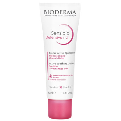 БИОДЕРМА SENSIBIO DEFENSIVE RICH ACTIVE SOOTHING CREAM богат защитен крем за лице 40 мл