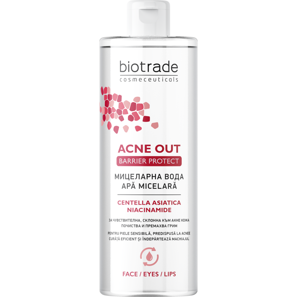 BIOTRADE ACNE OUT BARRIER PROTECT мицеларна вода за мазна и акнеична кожа с Centella Asiatica и Ниацинамид 400 мл