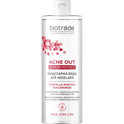 BIOTRADE ACNE OUT BARRIER PROTECT мицеларна вода за мазна и акнеична кожа с Centella Asiatica и Ниацинамид 400 мл