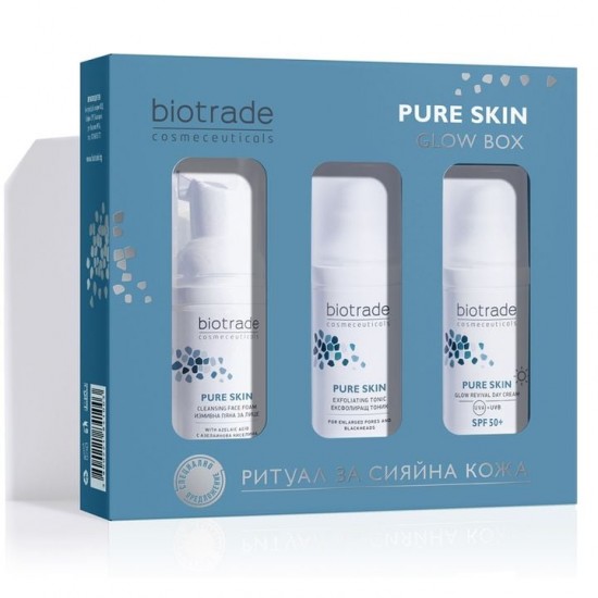 BIOTRADE PURE SKIN РИТУАЛ ЗА СИЯЙНА КОЖА измиваща пяна за лице 20мл + ексфолиращ тоник 20мл + озаряващ дневен крем SPF 50+ 20мл