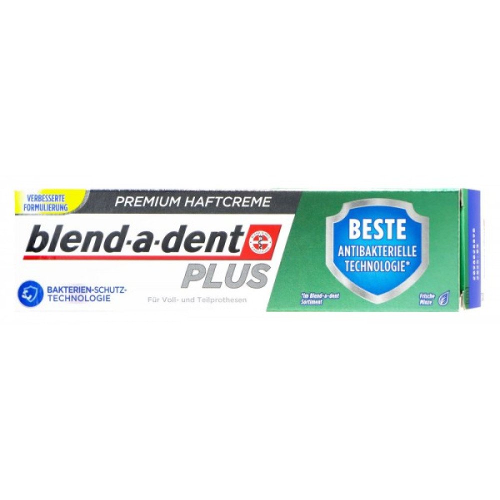 БЛЕНД-А-ДЕНТ PLUS PREMIUM фиксиращ крем за зъбни протези Best Antibacterial Protection 40 г - Орална хигиена