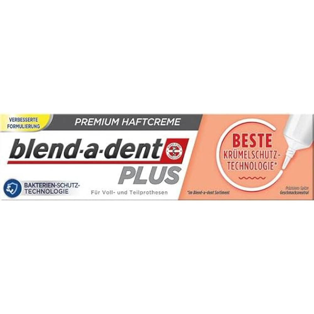 БЛЕНД-А-ДЕНТ PLUS PREMIUM фиксиращ крем за зъбни протези Best Crumb Protection 40 г - Орална хигиена