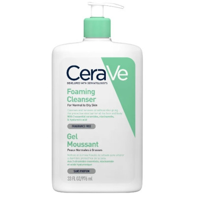 CERAVE FOAMING CLEANSER измиваща гел-пяна за лице и тяло за нормална до мазна кожа 1 л