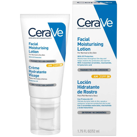 CERAVE FACIAL MOISTURISING LOTION SPF30 ежедневен хидратиращ и слънцезащитен лосион за лице за нормална кожа до суха кожа 52 мл
