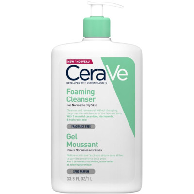 CERAVE FOAMING CLEANSER измиваща гел-пяна за лице и тяло за нормална до мазна кожа 1 л
