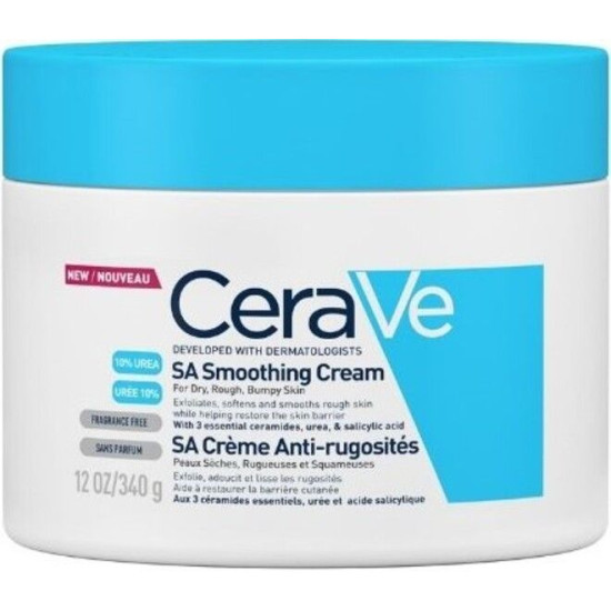CERAVE SA SMOOTHING CREAM 10% UREA изглаждащ омекотяващ ексфолиращ крем за тяло за суха груба склонна към псориазис кожа 340 мл