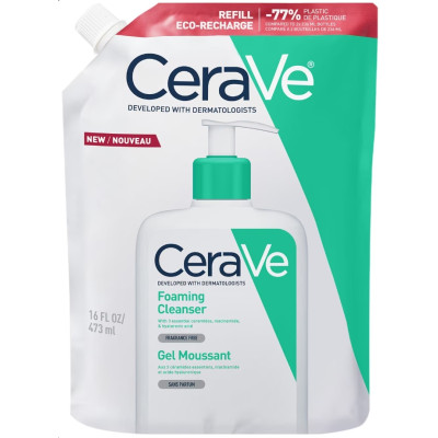 CERAVE FOAMING CLEANSER REFILL измиваща гел-пяна за лице и тяло за нормална до мазна кожа 473 мл ПЪЛНИТЕЛ
