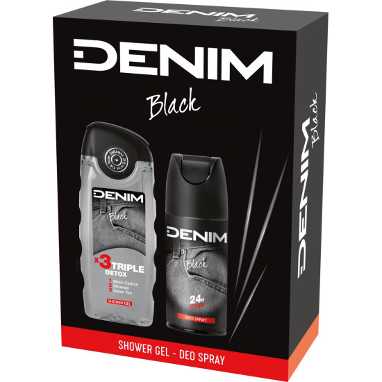 DENIM BLACK ПРОМО КОМПЛЕКТ део спрей против изпотяване за мъже 150 мл + душ-гел за тяло за мъже 250 мл