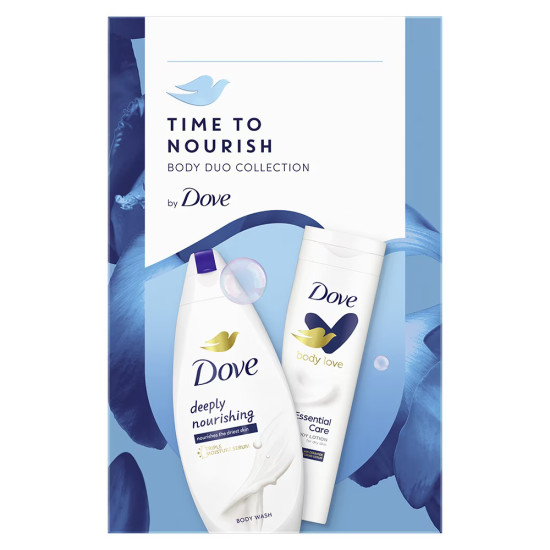 DOVE ПРОМО КОМПЛЕКТ DEEPLY NOURISHING душ гел за тяло DEEPLY NOURISHING 250 мл + ESSENTIAL CARE лосион за тяло 250 мл