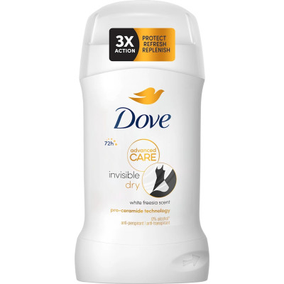 ДАВ ADVANCED CARE INVISIBLE DRY 72H White freesia scent део стик против изпотяване за жени 50 мл
