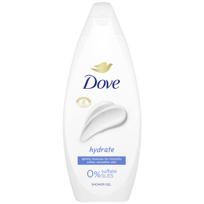 ДАВ ESSENTIAL CARE HYDRATE нежно почистващ и омекотяващ кожата душ-гел с 0% сулфати 250 мл