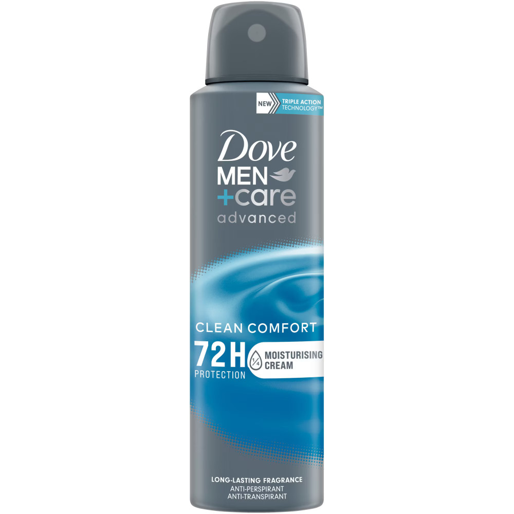 ДАВ MEN+CARE ADVANCED CLEAN COMFORT 72H део спрей против изпотяване за мъже 150 мл - Грижа за тялото