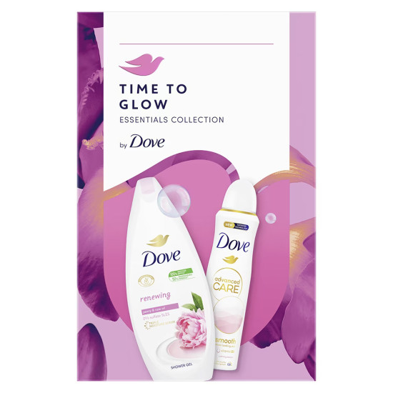 DOVE ПРОМО КОМПЛЕКТ RENEWING CARE душ гел за тяло 250 мл + CALMING BLOSSOM део спрей 150 мл