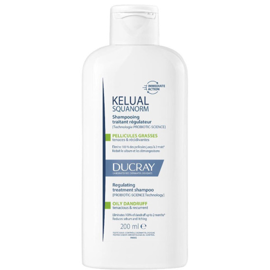DUCRAY KELUAL SQUANORM Oily Dandruff Regulating Shampoo регулиращ себума третиращ шампоан против мазен пърхот 200 мл