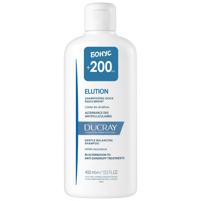 DUCRAY ELUTION GENTLE BALANCING SHAMPOO ПРОМО нежен балансиращ шампоан, последваща грижа на шампоаните против пърхот 400 мл