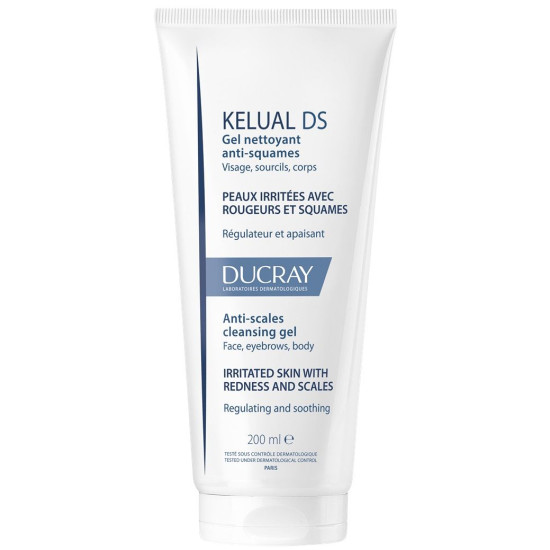 DUCRAY KELUAL DS FOAMING GEL почистващ пенещ се гел против сквами за лице вежди и тяло за суха раздразнена кожа 200 мл