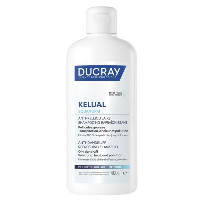 DUCRAY KELUAL SQUANORM Oily Dandruff Shampoo освежаващ шампоан против с охлаждащ ефект против мазен пърхот 400 мл