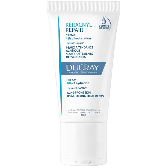 DUCRAY KERACNYL REPAIR компенсиращ крем за лице с 48-часова хидратация за изсушена от акне препарати кожа 50 мл