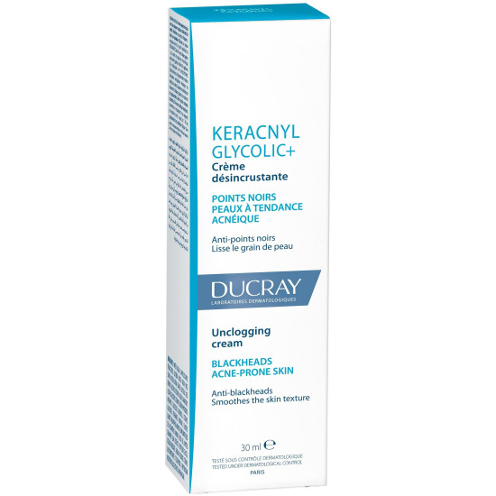 DUCRAY KERACNYL GLYCOLIC+ UNCLOGGING CREAM скраб крем против комедони и черни точки при склонна към акне кожа 30 мл