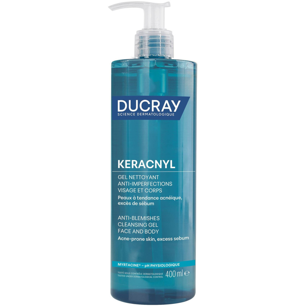 ДЮКРЕ KERACNYL пенещ се гел за лице и тяло за мазна и склонна към акне кожа 400 мл - Грижа за лицето и тялото