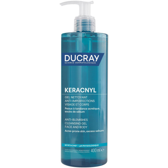 DUCRAY KERACNYL FOAMING GEL измиващ гел за лице и тяло за мазна или склонна към акне кожа 400 мл