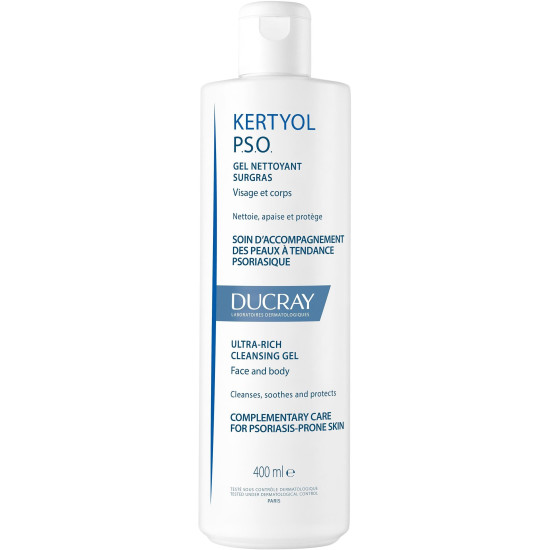 DUCRAY KERTYOL PSO CLEANSING GEL свръхобогатен почистващ гел за лице и тяло за суха и атопична кожа 400 мл