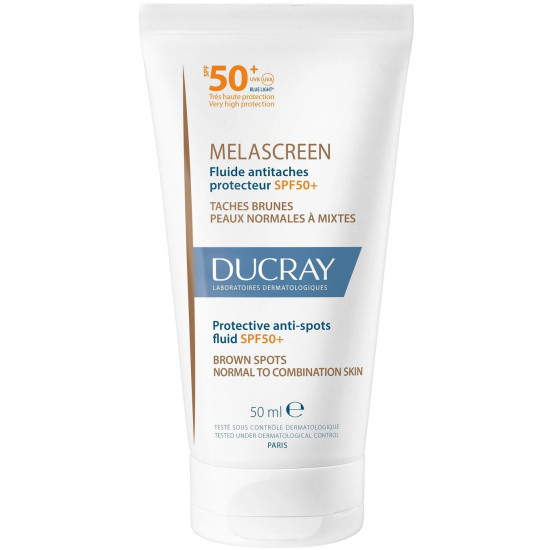 DUCRAY MELASCREEN UV SPF50+/UVB/UVA/BLUE LIGHT флуид против петна за лице шия деколте с много висока слънцезащита 50 мл