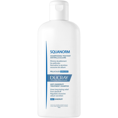 ДЮКРЕ SQUANORM ANTI-DANDRUFF TREATMENT SHAMPOO OILY третиращ шампоан против мазен пърхот 200 мл