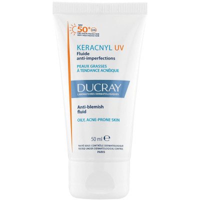 DUCRAY KERACNYL UV SPF50+ флуид срещу несъвършенства за мазна кожа с висока защита 50 мл