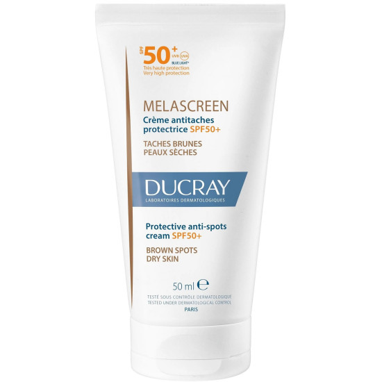DUCRAY MELASCREEN UV SPF50+/UVB/UVA/BLUE LIGHT крем за лице против петна за суха кожа с висока слънцезащита 50 мл