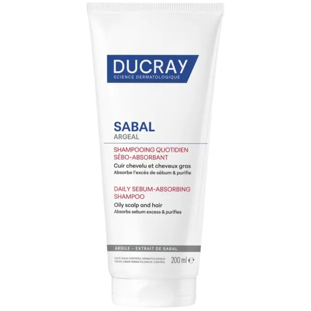 DUCRAY SABAL ARGEAL DAILY SEBUM-ABSORBING SHAMPOO себоабсорбиращ ежедневен шампоан за мазна коса и скалп 200 мл /туба/ - Грижа за косата