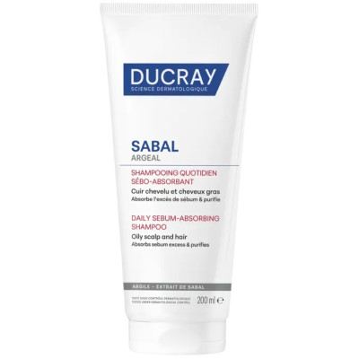 DUCRAY SABAL ARGEAL DAILY SEBUM-ABSORBING SHAMPOO себоабсорбиращ ежедневен шампоан за мазна коса и скалп 200 мл /туба/
