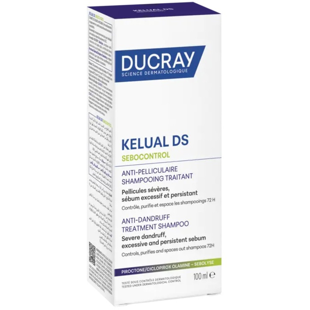 DUCRAY KELUAL DS SEBOCONTROL третиращ шампоан при тежък пърхот с прекомерно и упорито омазняване 100 мл - Грижа за косата