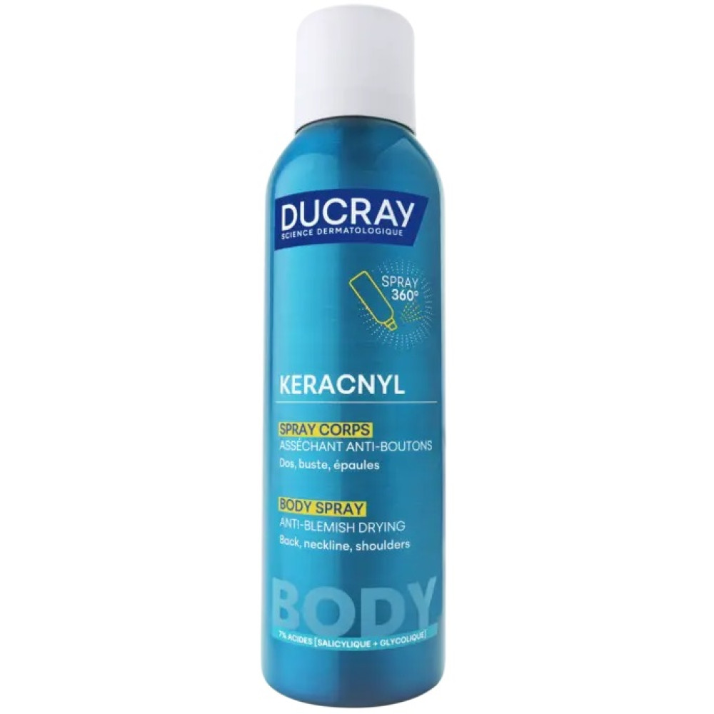 DUCRAY KERACNYL BODY SPRAY изсушаващ спрей за тяло против несъвършенства 150 мл - Грижа за тялото
