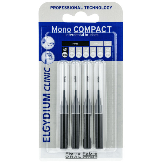 ELGYDIUM CLINIC MONO COMPACT интердентални четки ISO 0 (0.6 мм) х 4 бр ЧЕРЕН