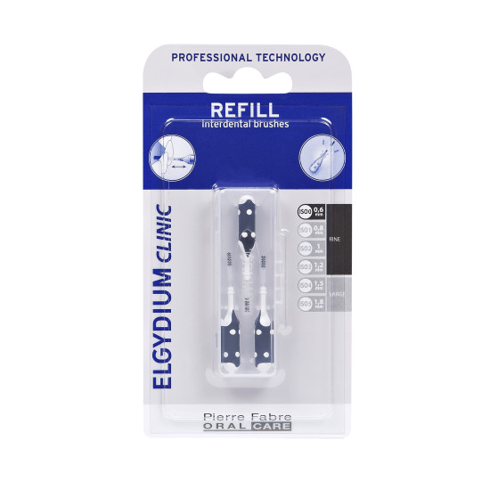 ELGYDIUM CLINIC REFILL ПЪЛНИТЕЛ за интердентални четки ISO 0 (0.6 мм) х 3 бр ЧЕРЕН