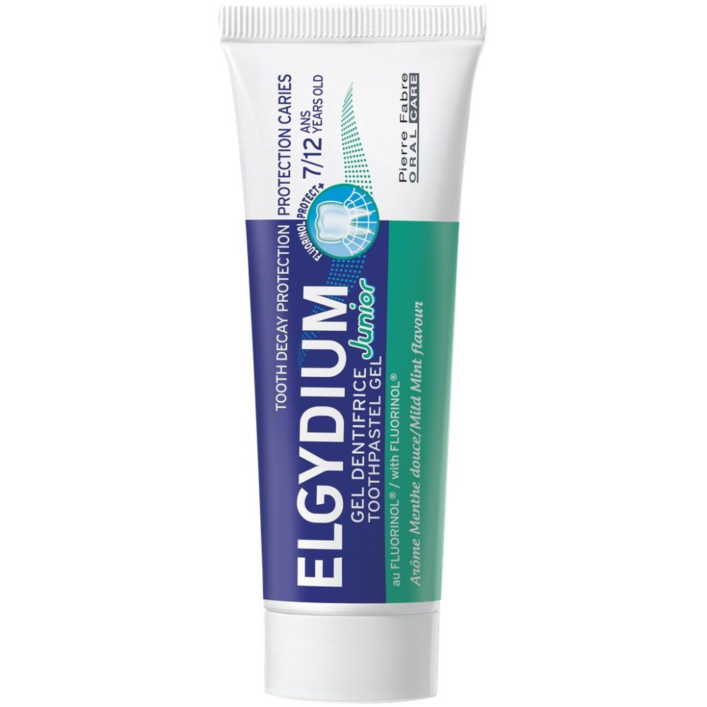 ELGYDIUM JUNIOR MILD MINT паста за зъби с аромат на СЛАДКА МЕНТА за деца от 7 до 12 години 50 мл