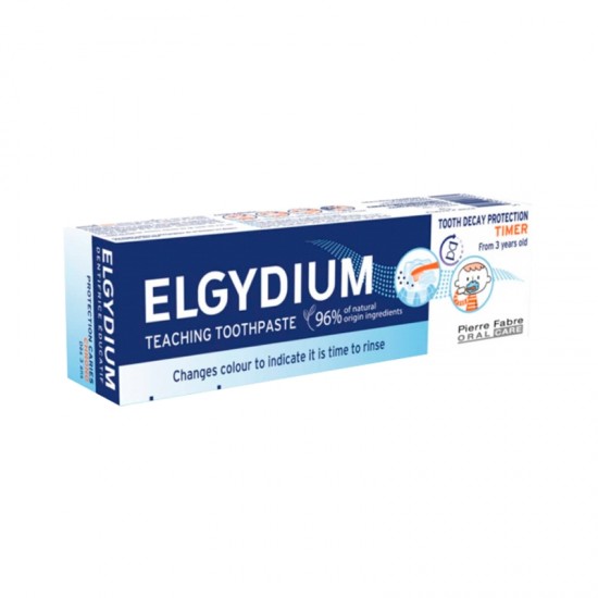 ELGYDIUM TIMER обучителна паста за зъби (оцветява се след 2 мин) за деца над 3 години 50 мл