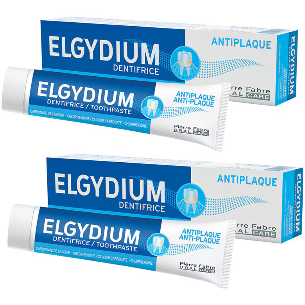 ELGYDIUM DUO КОМПЛЕКТ ANTI-PLAQUE АНТИПЛАКОВА паста за зъби 2 х 75 мл - Орална хигиена