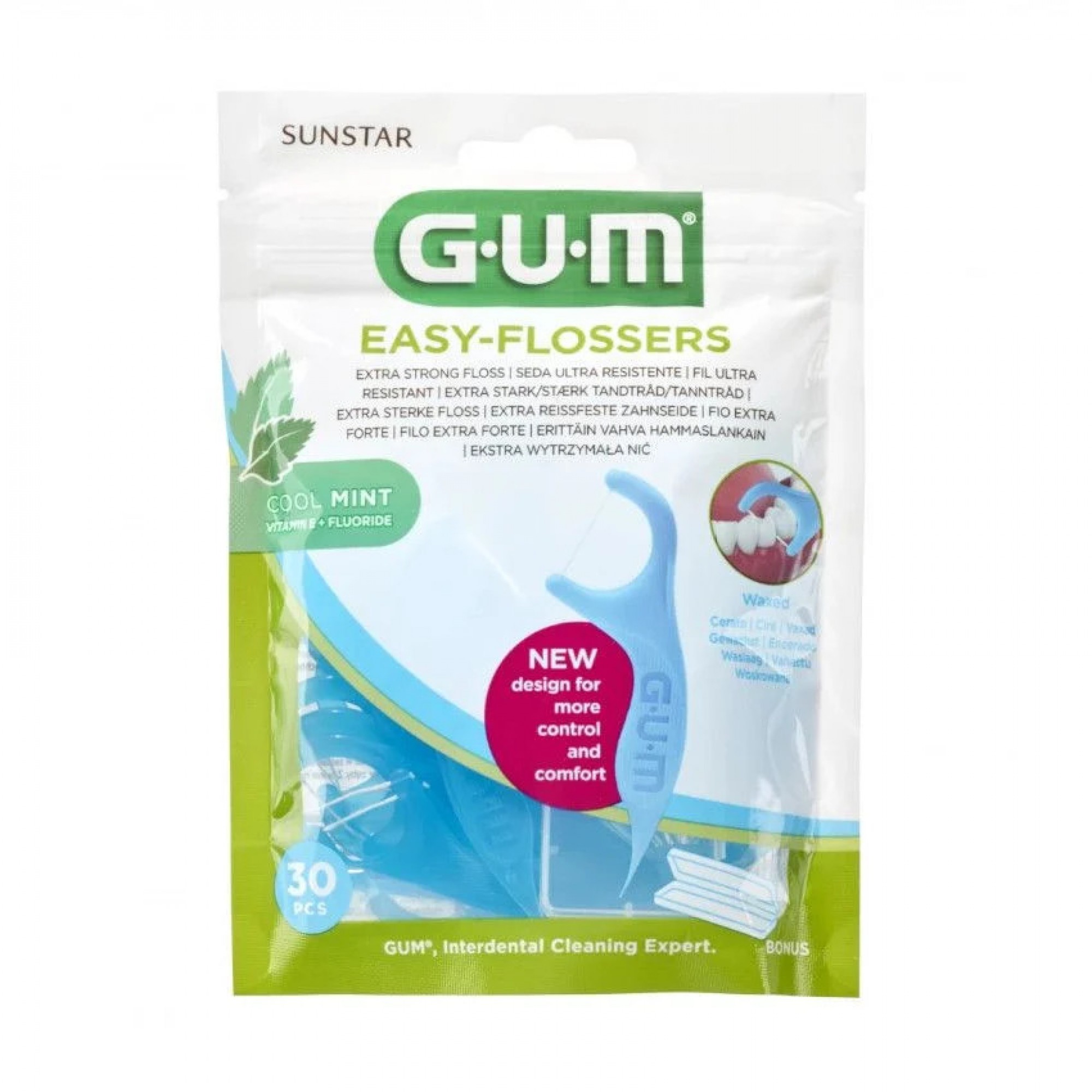 ГЪМ EASY FLOSSERS COOL MINT дентален конец клечка с аромат на мента 890