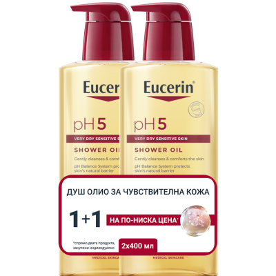 EUCERIN PH 5 DUO КОМПЛЕКТ душ-олио за тяло за чувствителна кожа 2 х 400 мл