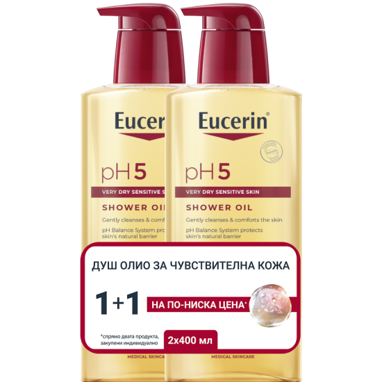 EUCERIN PH 5 DUO КОМПЛЕКТ душ-олио за тяло за чувствителна кожа 2 х 400 мл